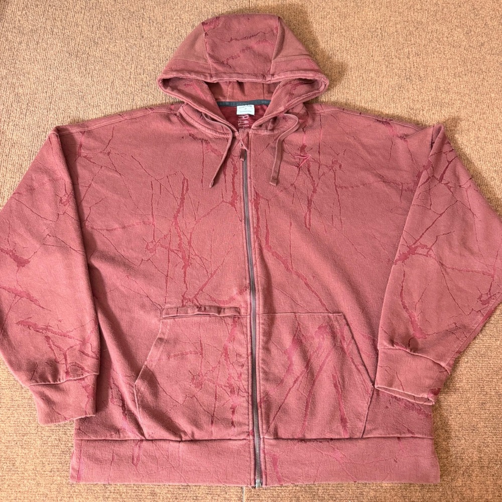 Gymshark Mens Limited Edition Full Zip Hoodie Mauve Marble Distressed Medium A+
